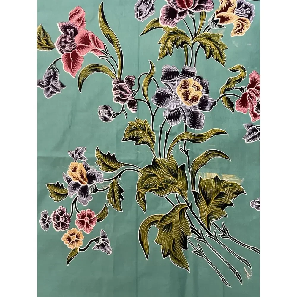 Floral Textiles Tablecloth Runner Cover Retro Motif Batik Art 46 x 37”